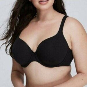 Lane Bryant Cacique Bra Lightly Lined T Shirt Cotton Blend Plus 44C Black NEW